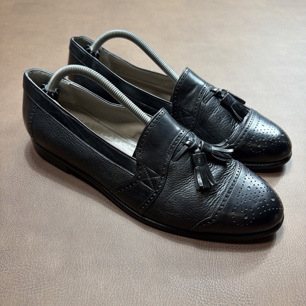 Vintage 80s BALLY Italy Mens 11 Carlton Loafers Double Tasseled Slip Dress Shoes